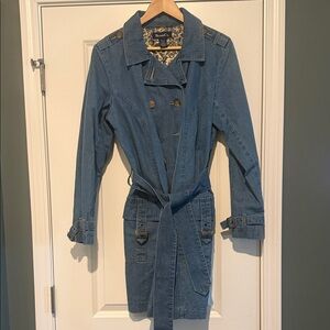 Denim&Co Classic Blue Denim Trench Coat